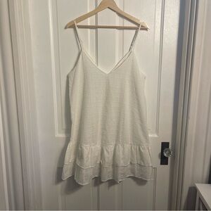 GB Gianni Bini White Eyelet Ruffle Mini Dress Size L